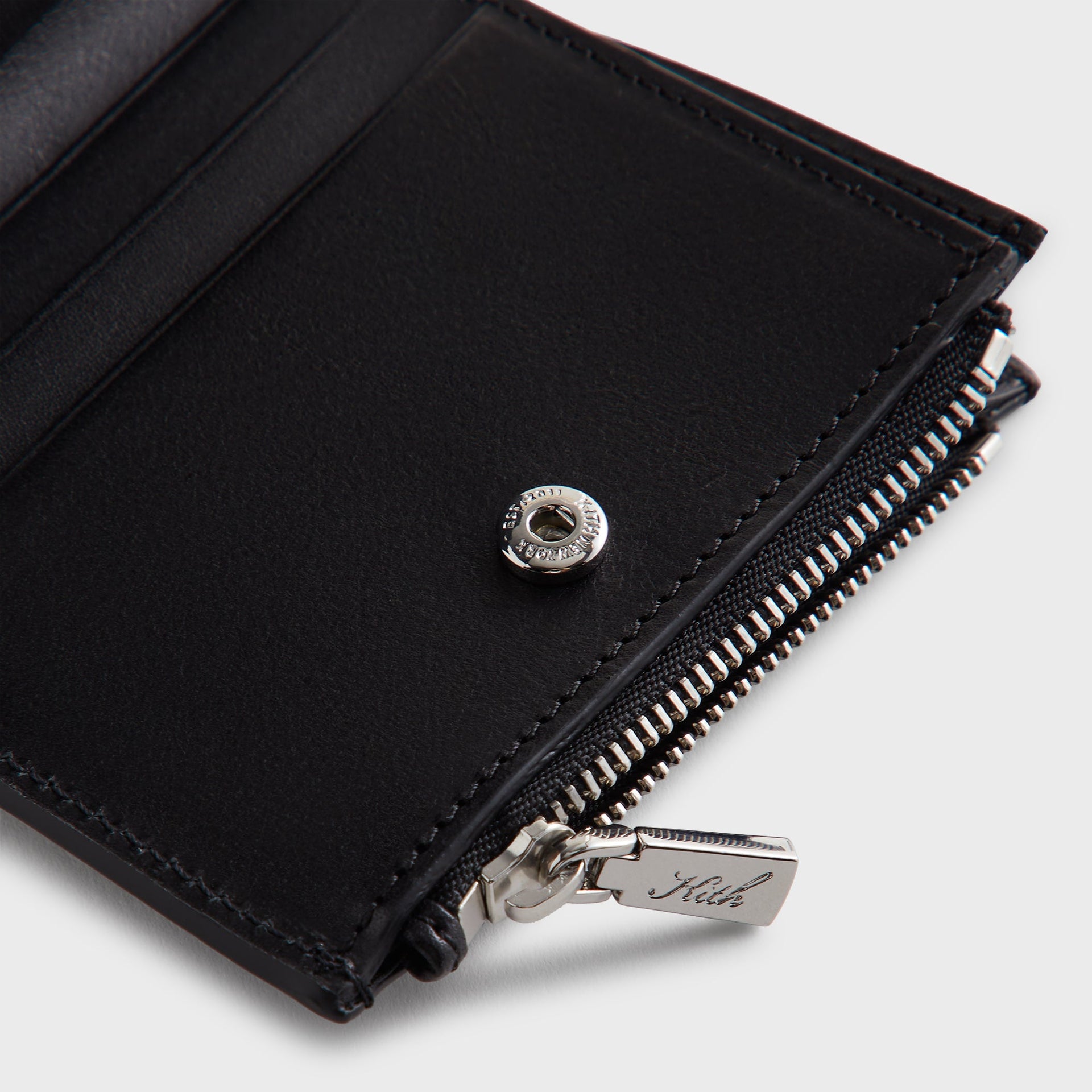 Kith Monogram Leather Snap Wallet - Black
