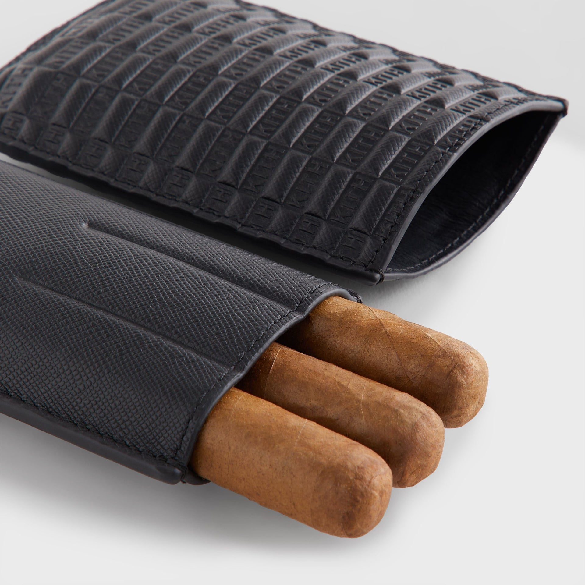 Kith Monogram Saffiano Leather Cigar Case - Black