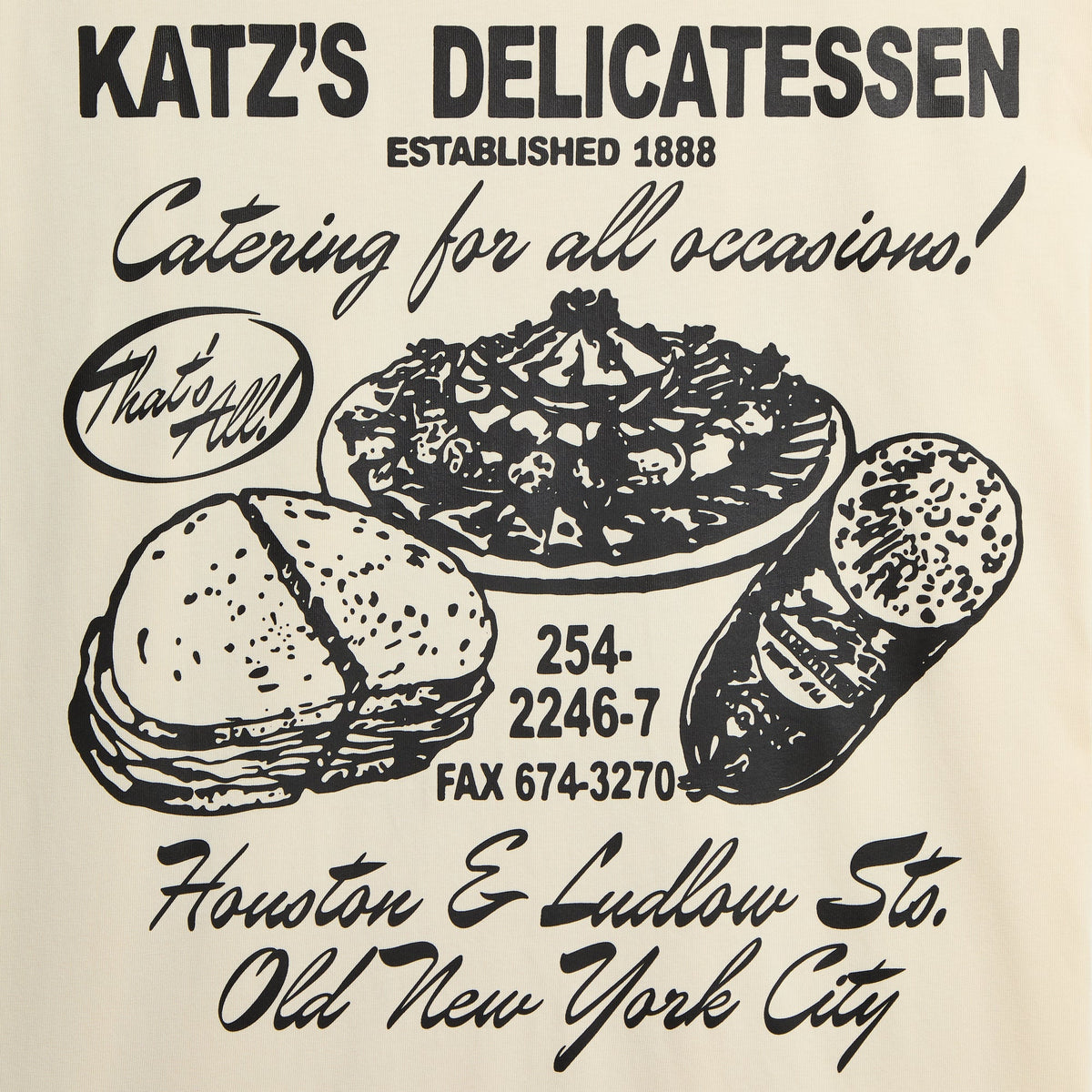 Kith Treats for Katz's Delicatessen Pocket Tee - Sandrift