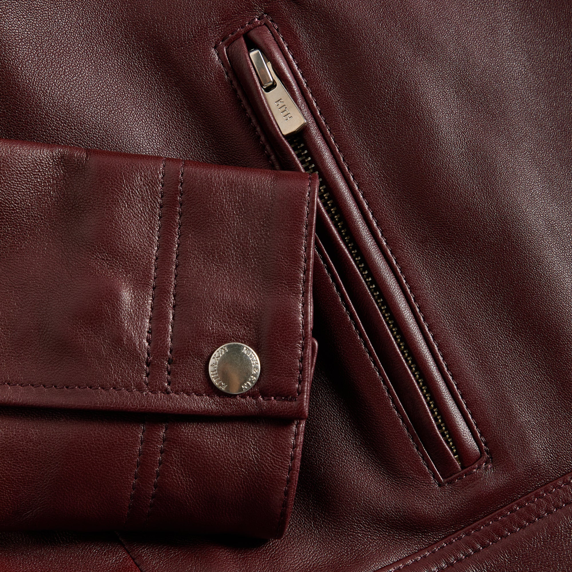 Kith Women Meika Leather Shrunken Jacket - Magma – Kith Japan