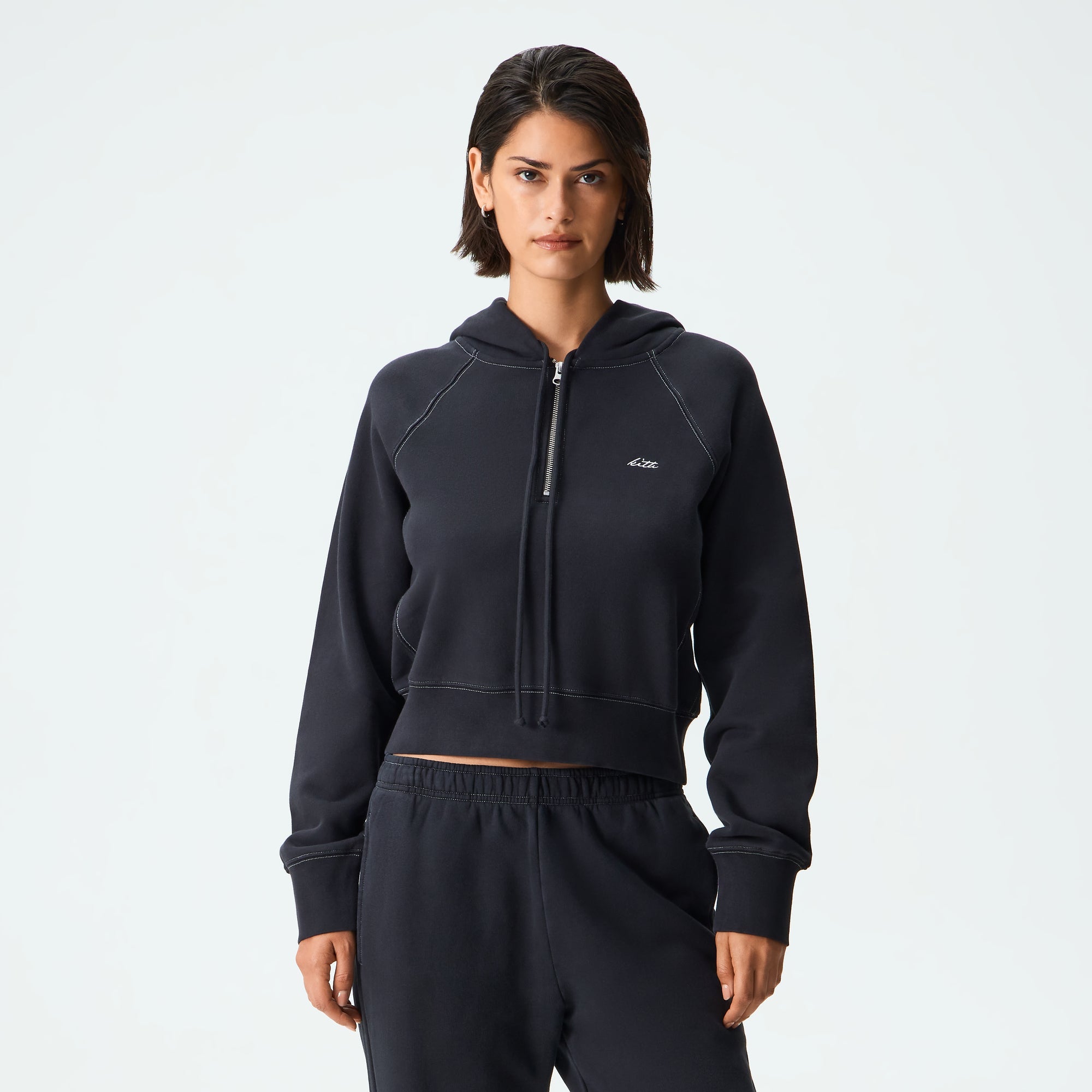 Kith Women Mikol Half Zip Hoodie - Black Beauty – Kith Japan