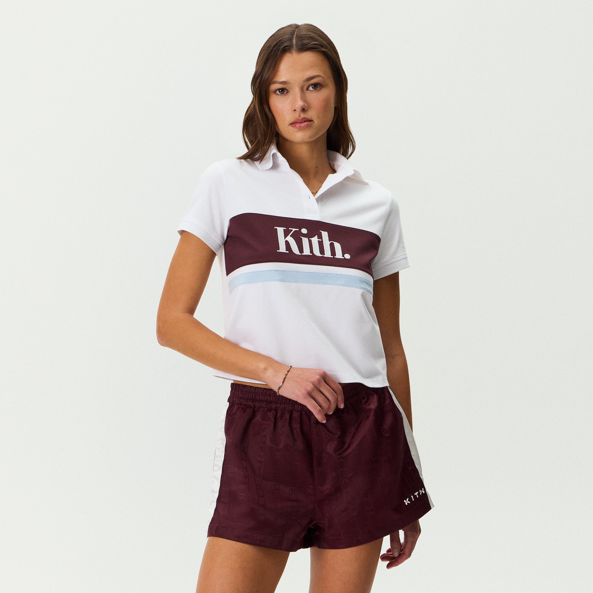 kith woman ポロシャツ　トップス Kith Women Breda Paneled Polo - White – Kith Japan