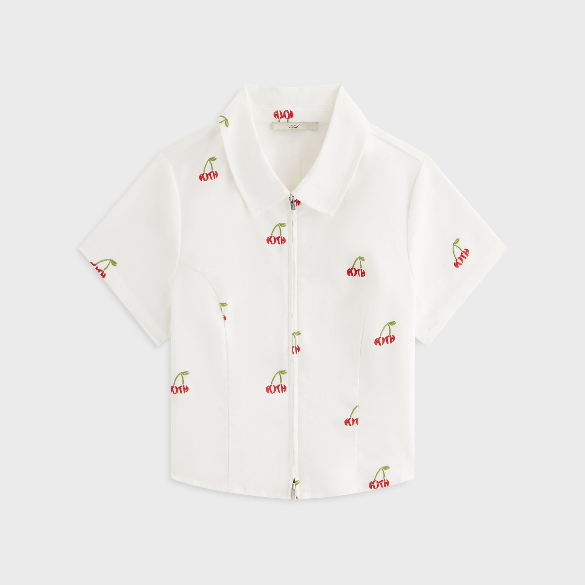 Kith Women Caela Cherry Oxford Zip Shirt - White - PH