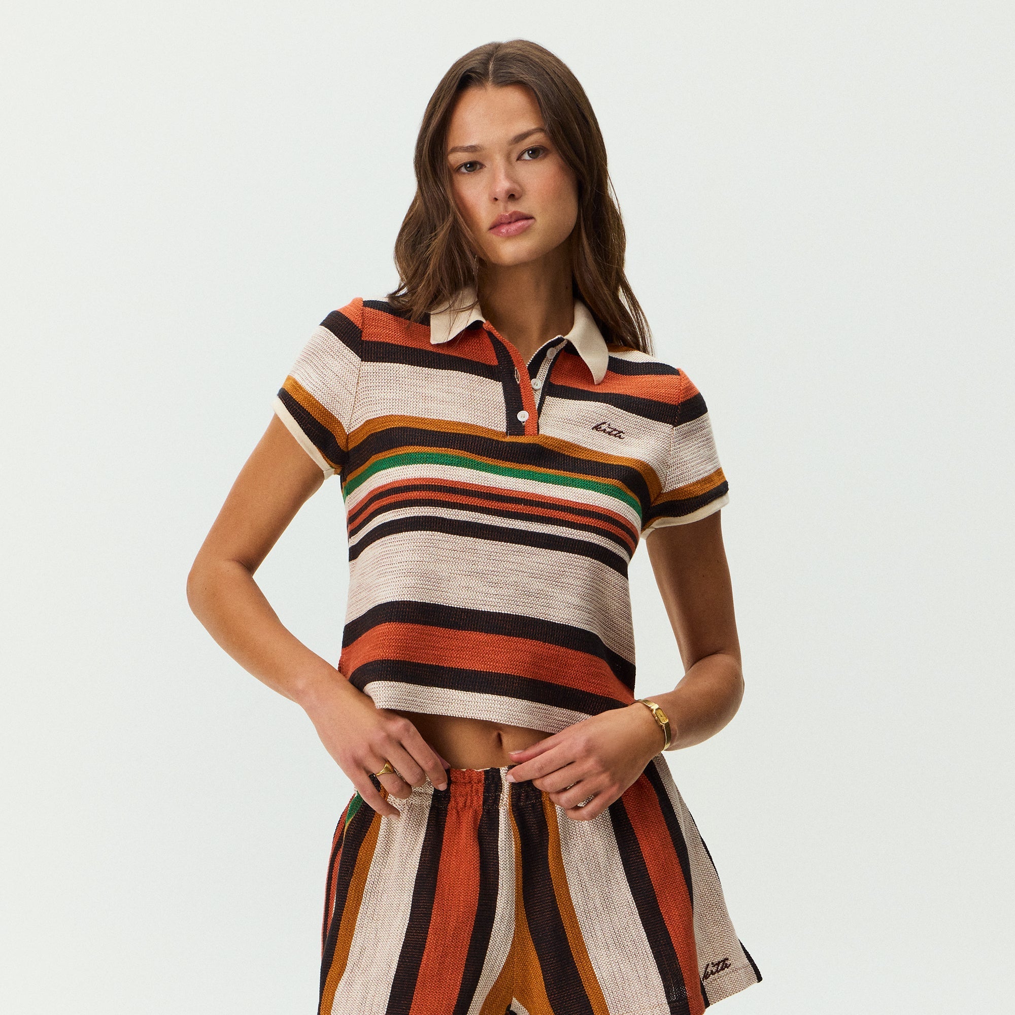 kith woman ポロシャツ　トップス Kith Women Sansa Stripe Shrunken Polo - Flutter – Kith Japan