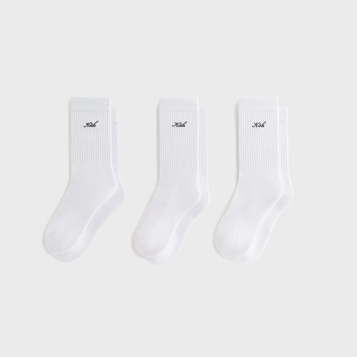 Kith Women Script Classic 3-Pack Crew Socks - White