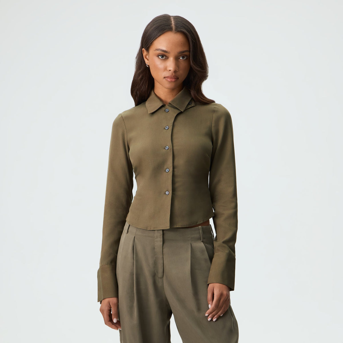 Kith Women Elya Asymmetrical Shirt - Chelonian