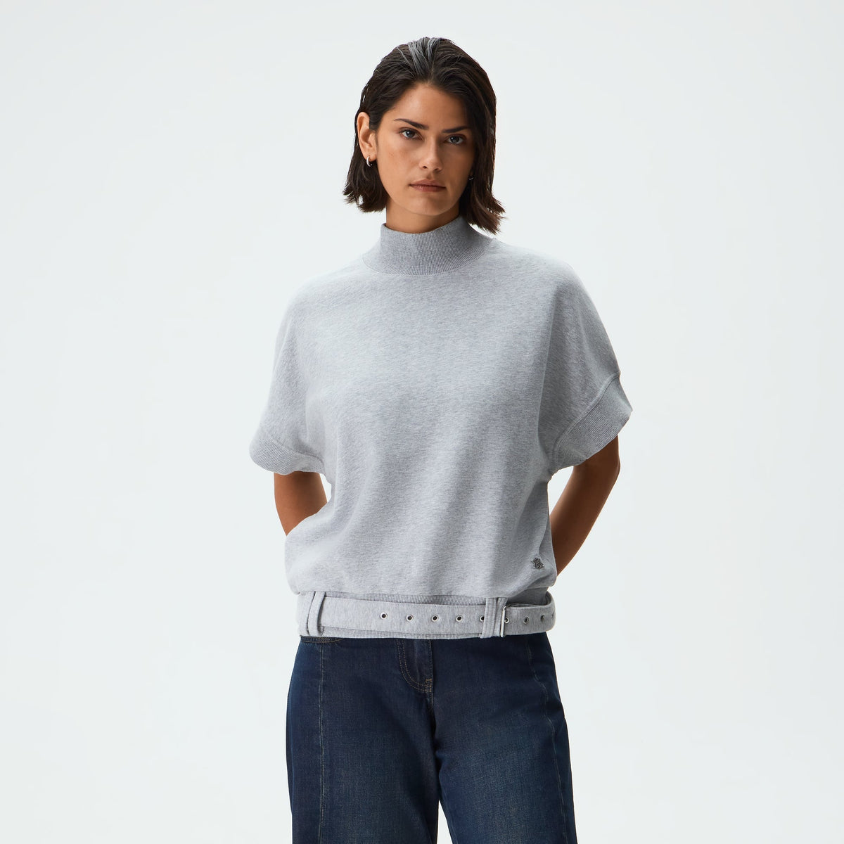Kith Women Opal Moto Dolman Short Sleeve - Cool Heather Grey - PH