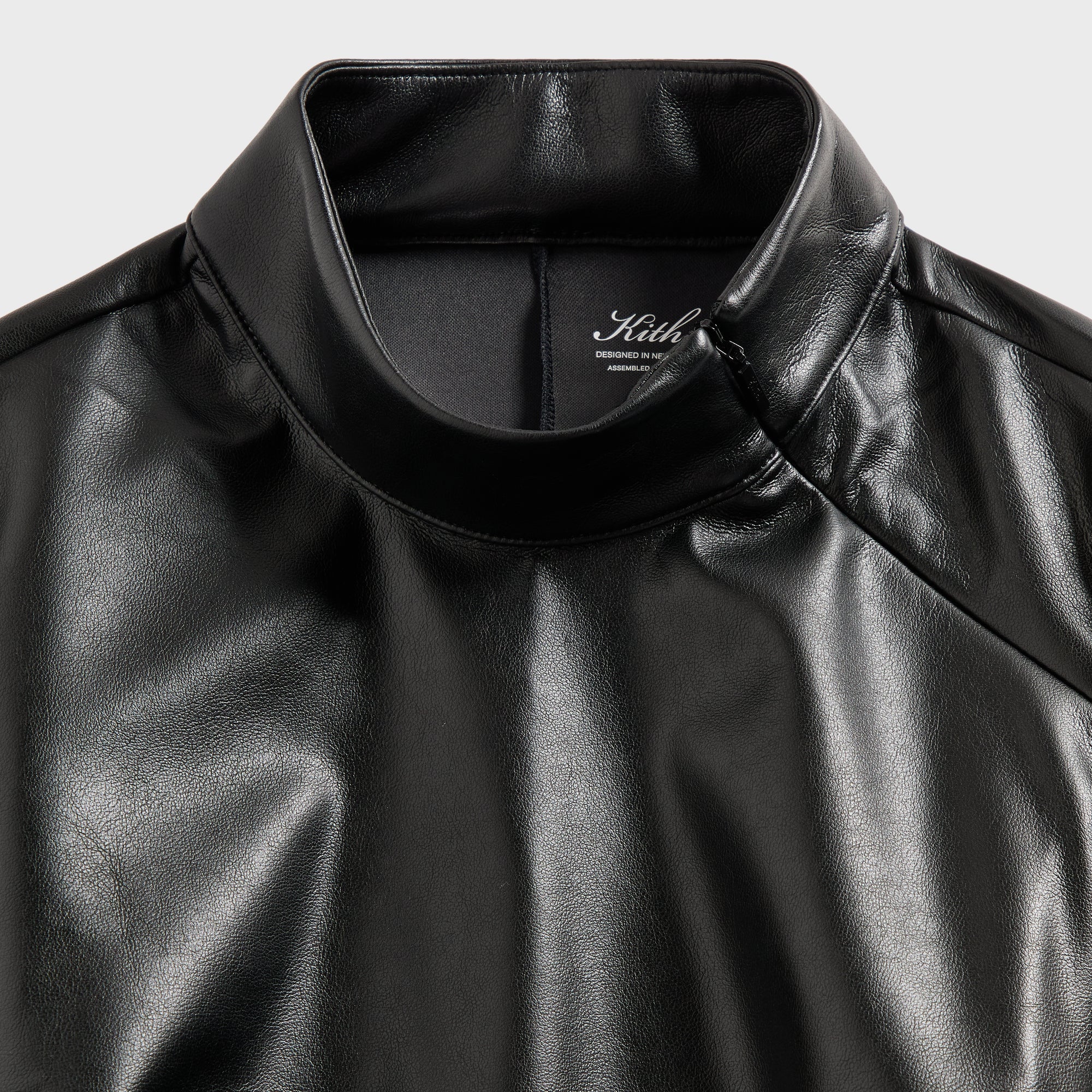 Kith Women Duri Faux Leather Asymmetrical Zip Top - Black – Kith Japan