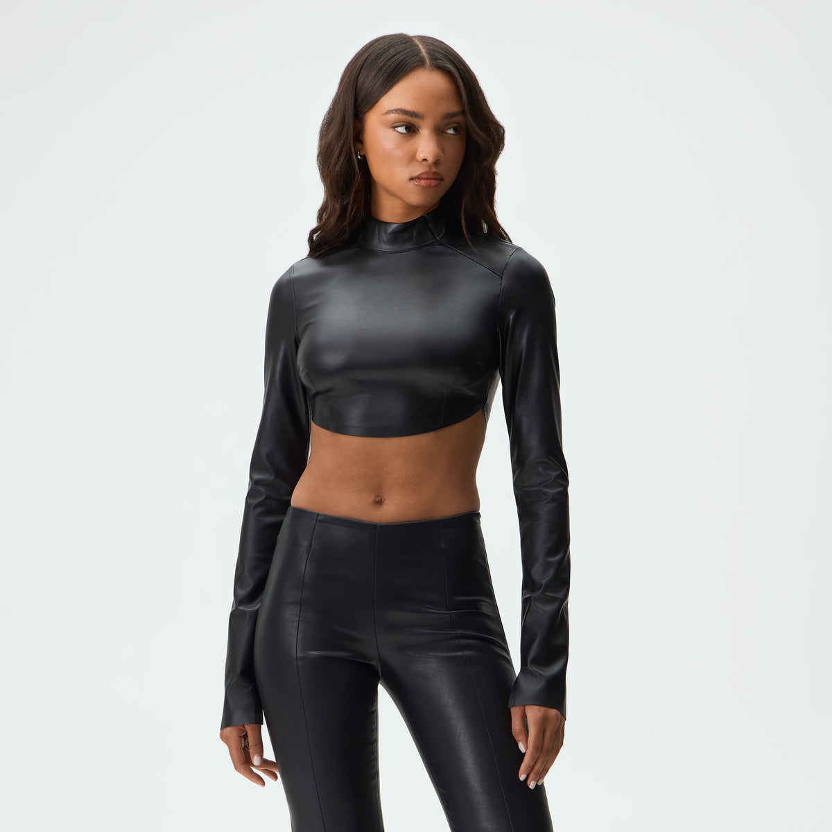 Kith Women Duri Faux Leather Asymmetrical Zip Top - Black - PH
