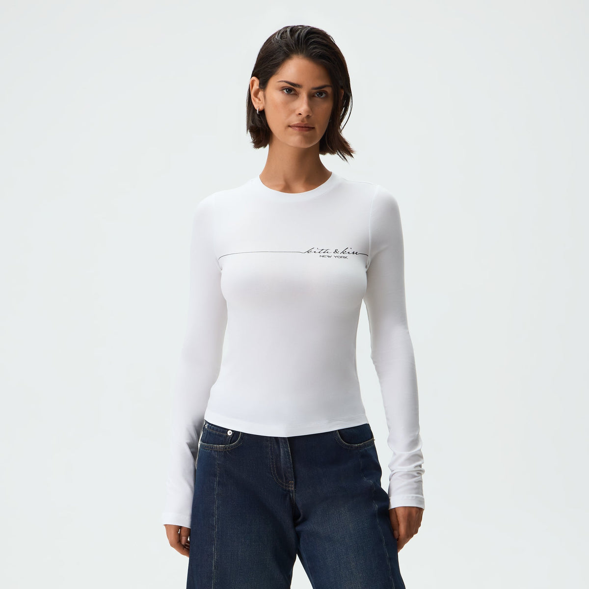 Kith Women Nori Line Lyocell Long Sleeve Tee - White - PH