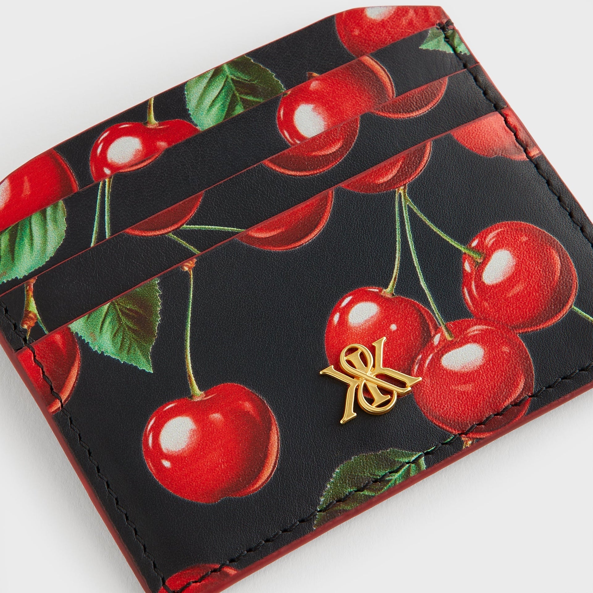 Kith Women Tossed Cherries Notch 6CC Card Case - Black - PH