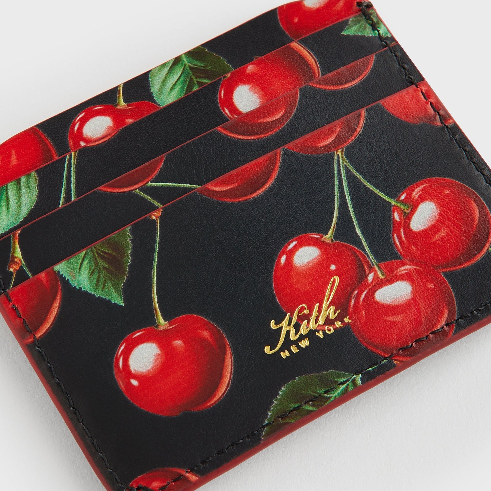 Kith Women Tossed Cherries Notch 6CC Card Case - Black - PH