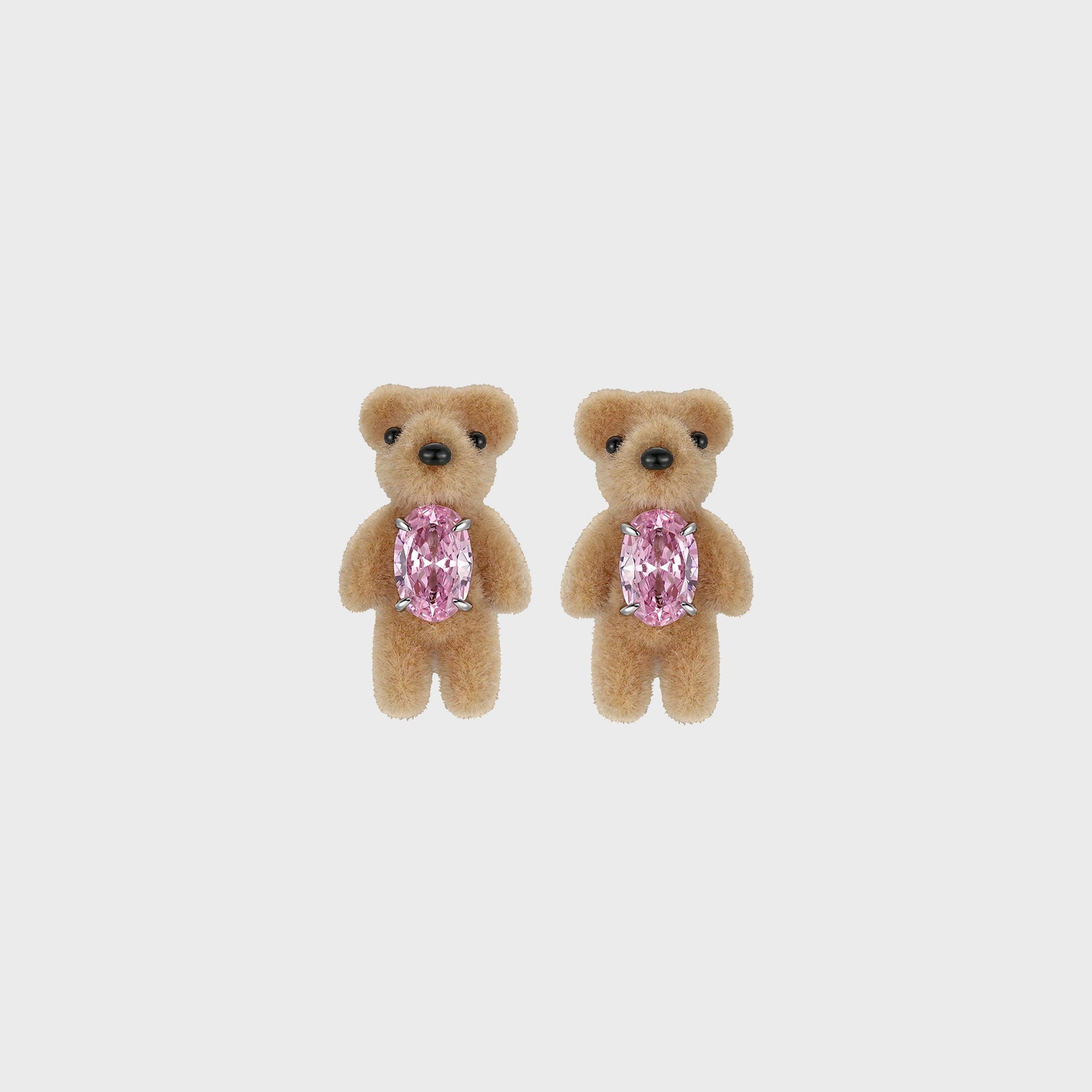 YVMIN Mini Flocked Bear Earring - Pink