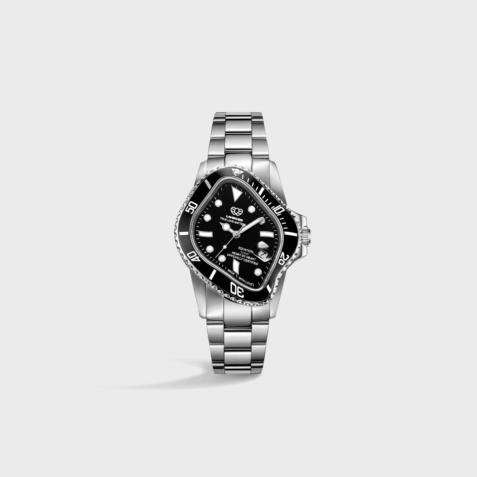 LAARVEE Silver Precision Steel - Black Ceramic Bezel / Black Dial