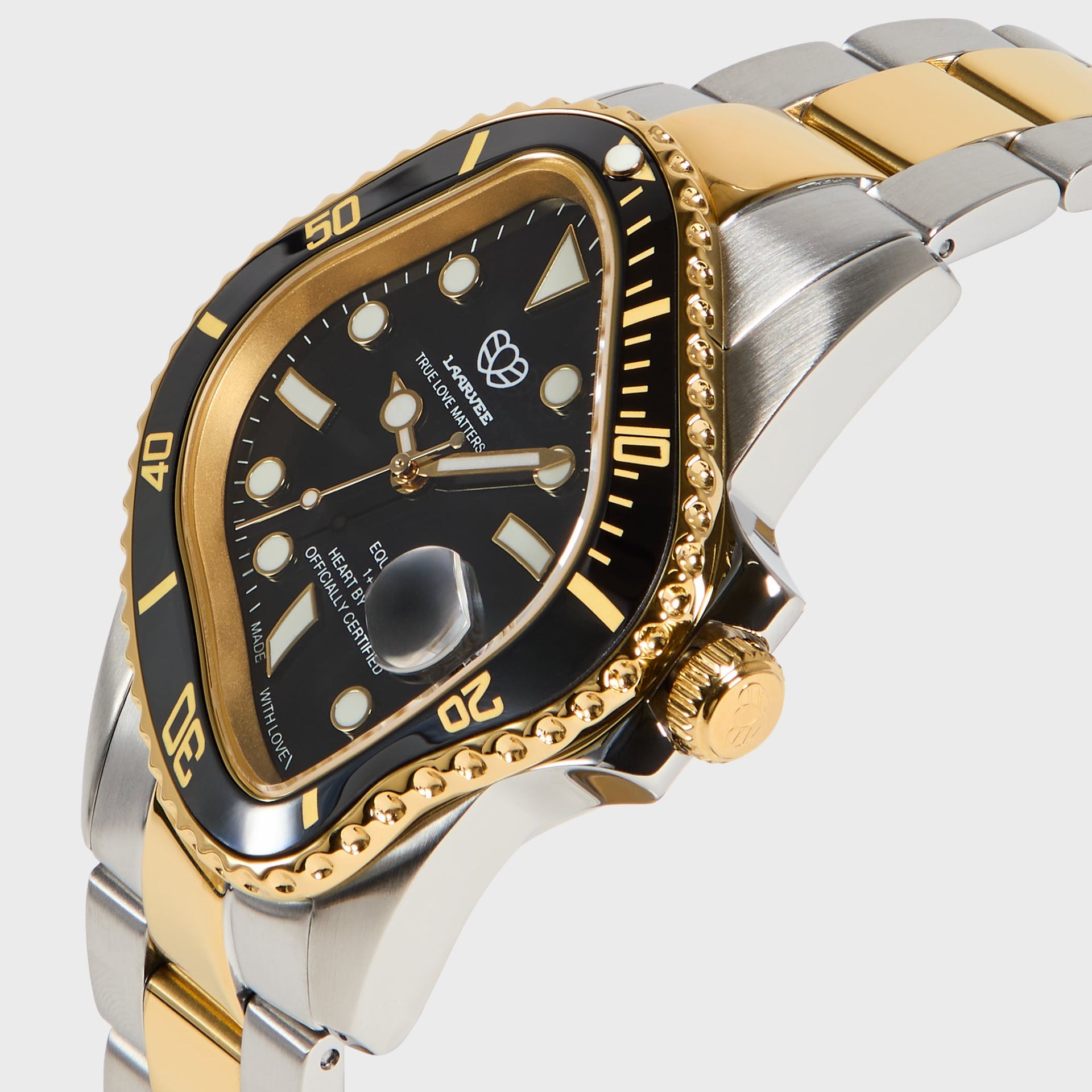 LAARVEE Silver & Golden Precision Steel - Black Bezel / Black Dial