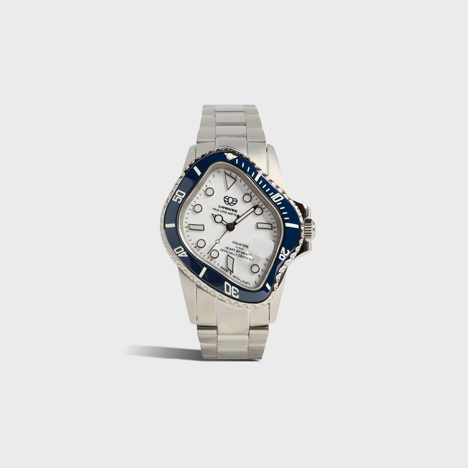 LAARVEE Silver Precision Steel - Navy Blue Ceramic Bezel / White Dial