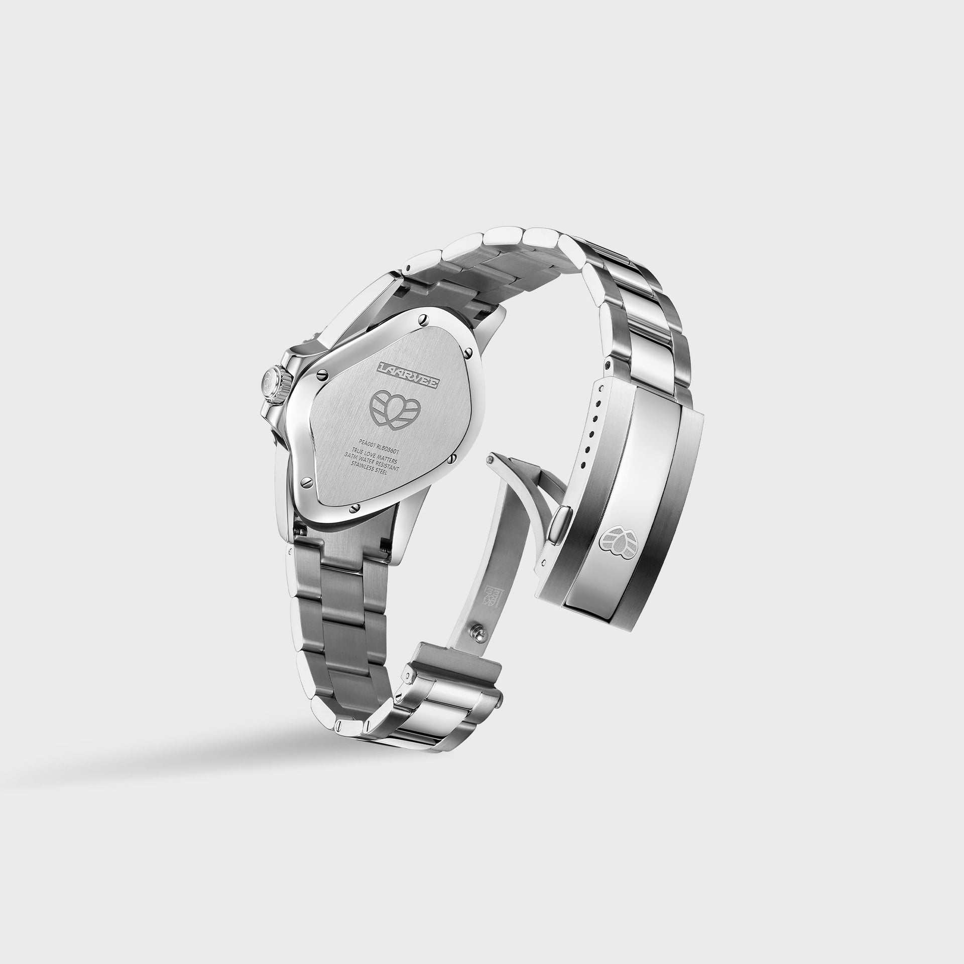 LAARVEE Silver Precision Steel - Black Ceramic Bezel / Black Dial