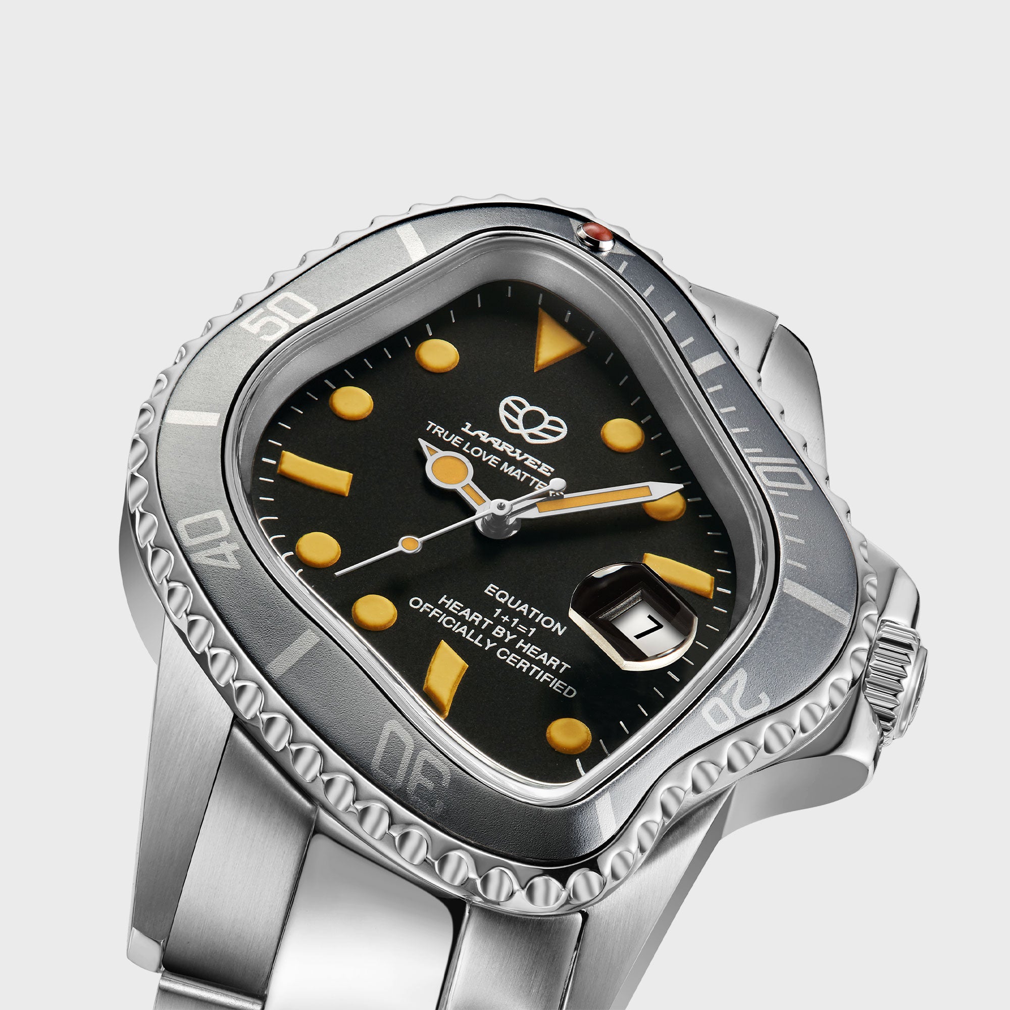 LAARVEE Silver Precision Steel - Black Ceramic Bezel / Black Dial