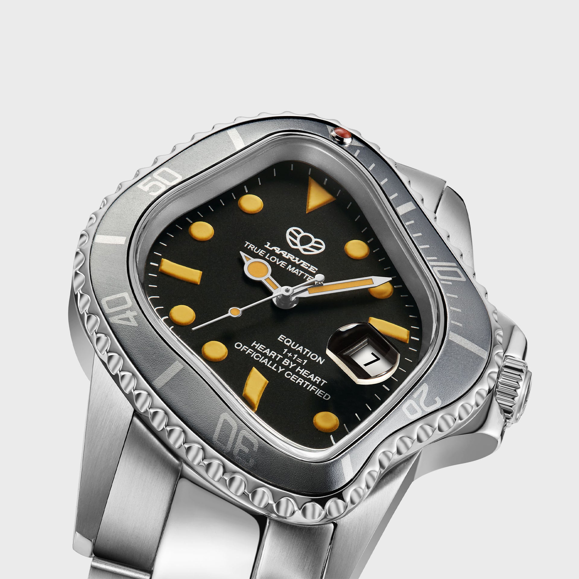 LAARVEE Silver Precision Steel - Black Ceramic Bezel / Black Dial