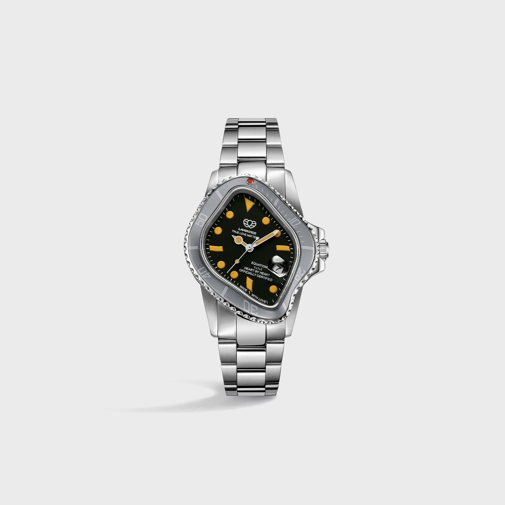 LAARVEE Silver Precision Steel - Black Ceramic Bezel / Black Dial