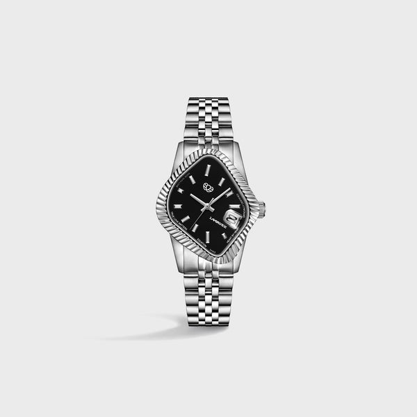 Laarvee Silver Precision Steel - Polished Fluted Bezel / Black
