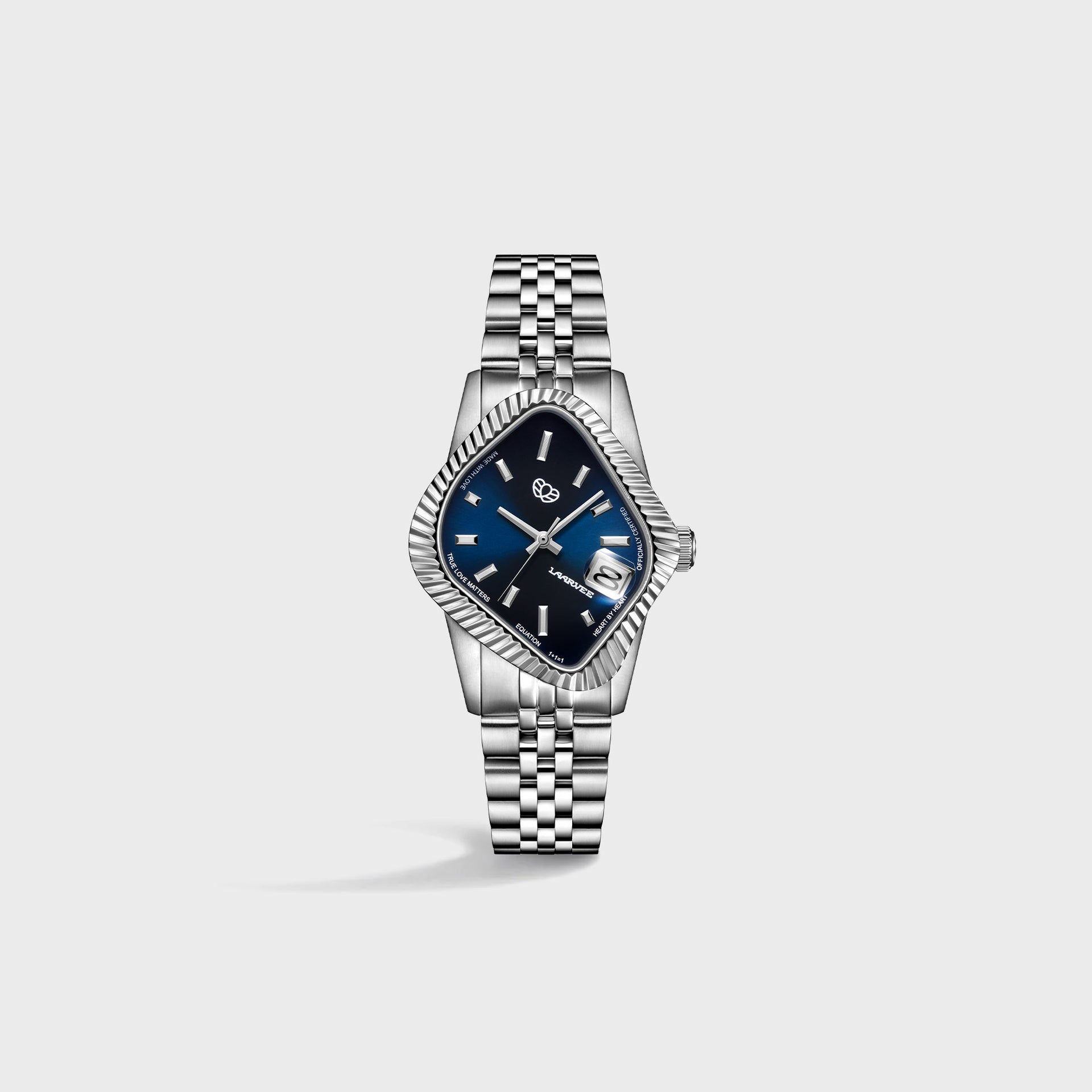 Laarvee Silver Precision Steel - Polished Fluted Bezel / Blue Sunray Dial