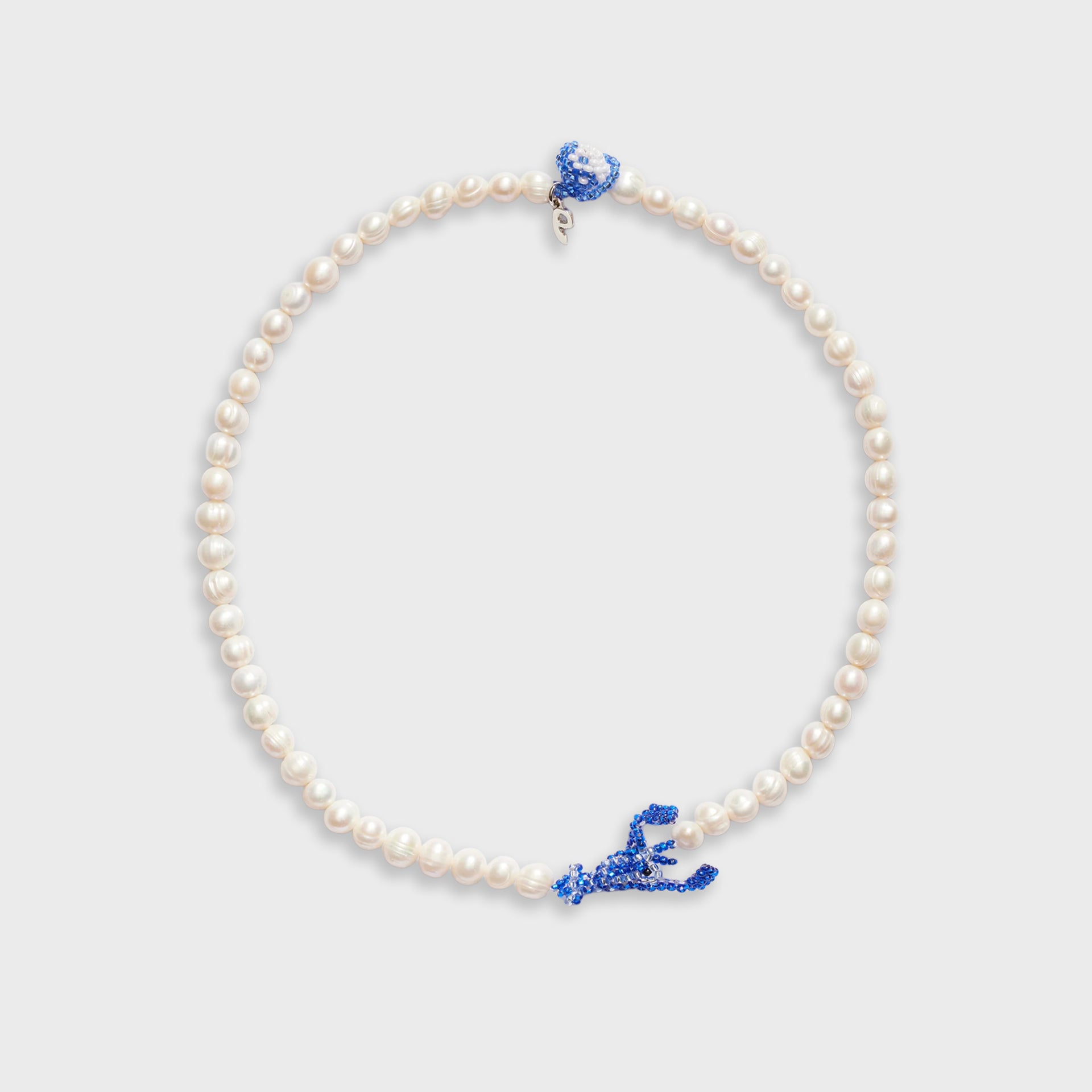 PURA UTZ Pearl Blue Lobster Necklace - Blue / Black / White