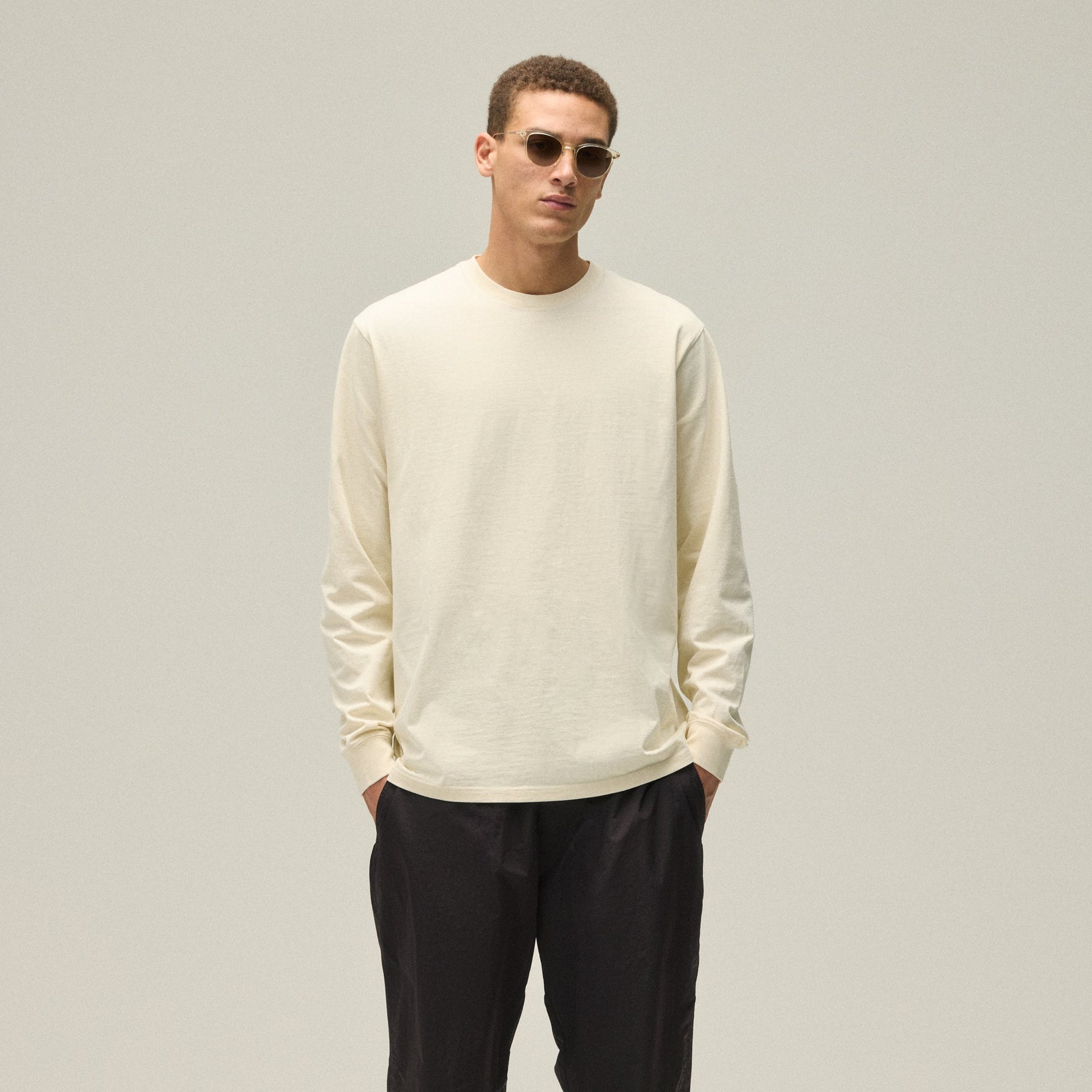 Kith Long Sleeve Vintage Washed Tee - Sandrift