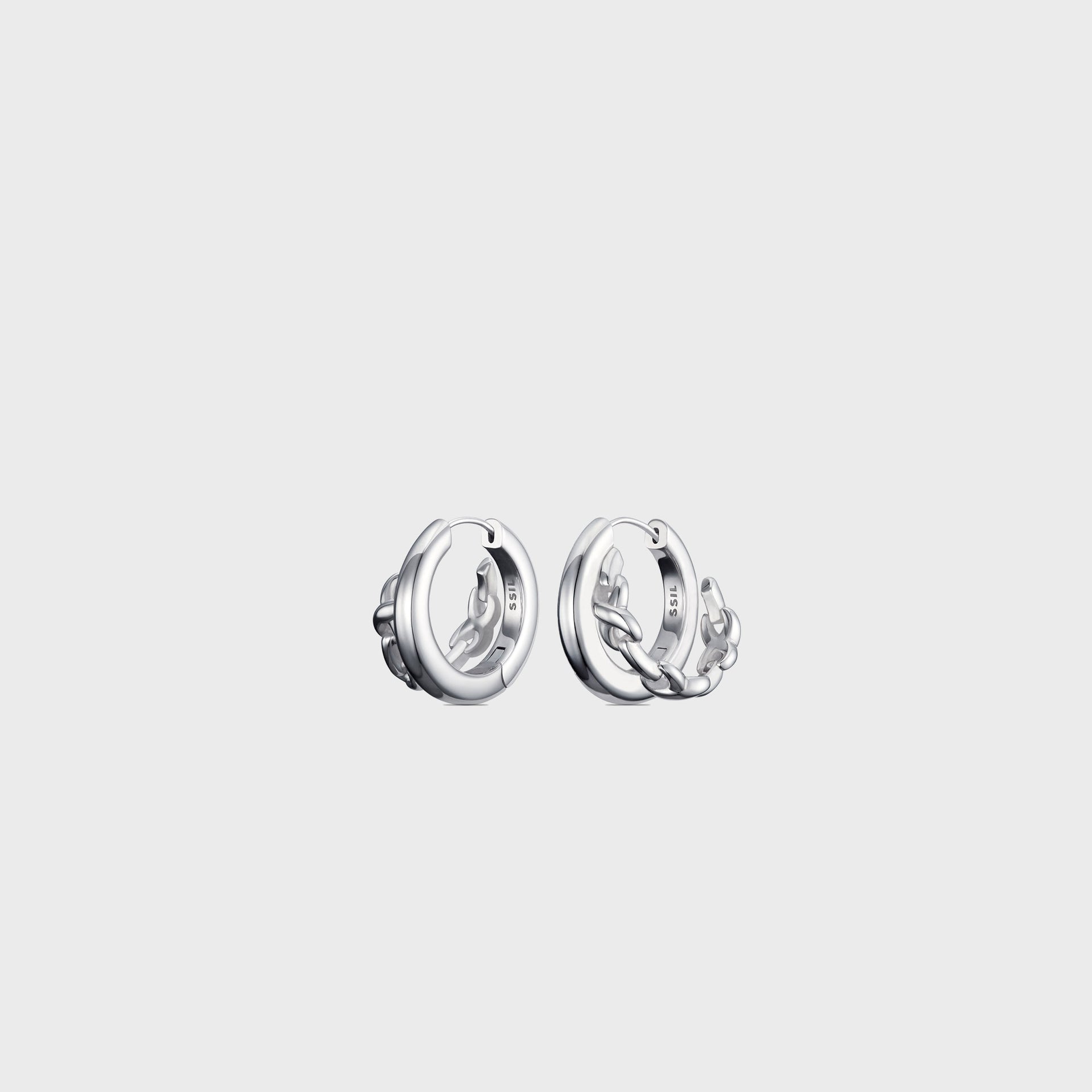 SSIL X Row 2 Line Hoops - Silver