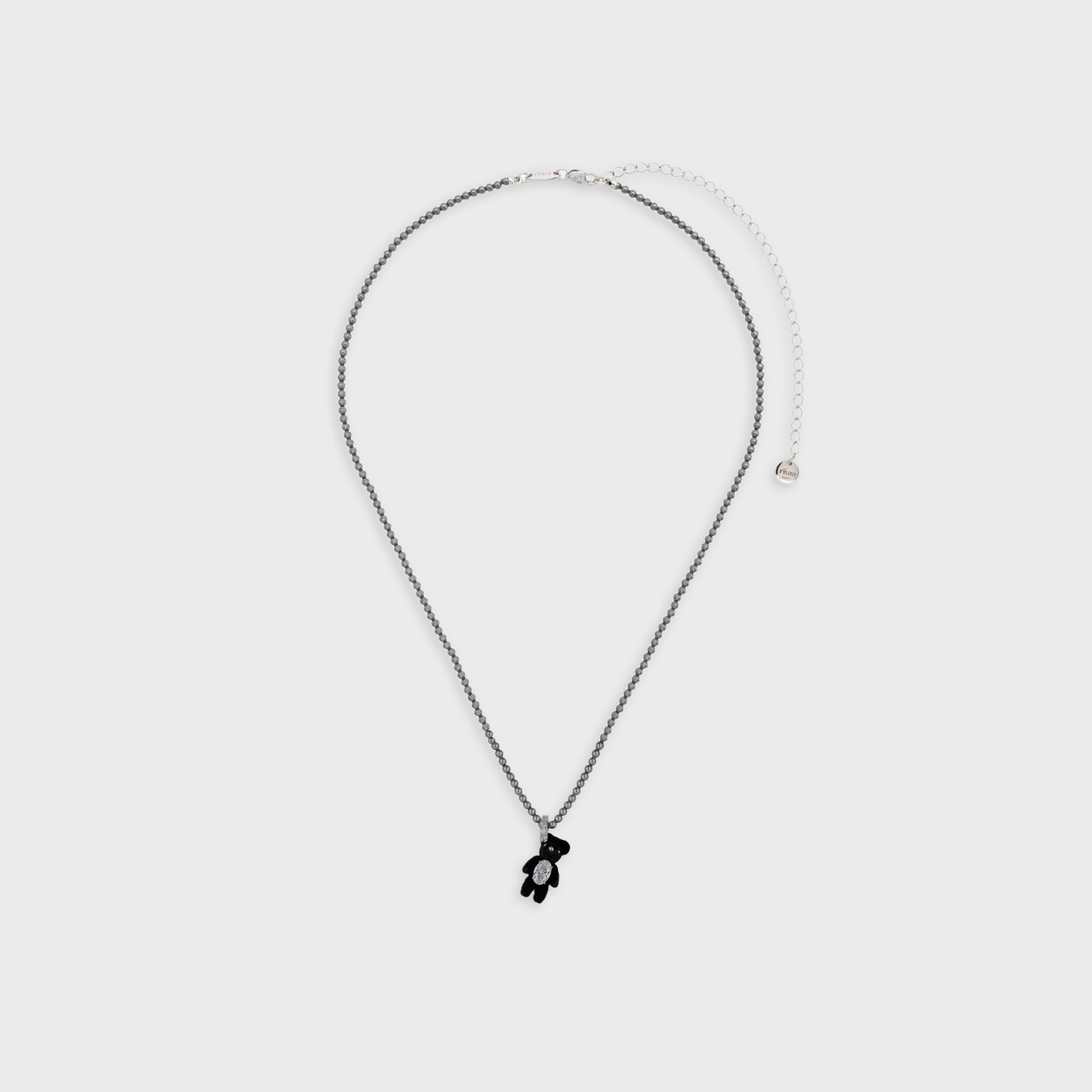 YVMIN Mini Flocked Bear Pearl Necklace - Black