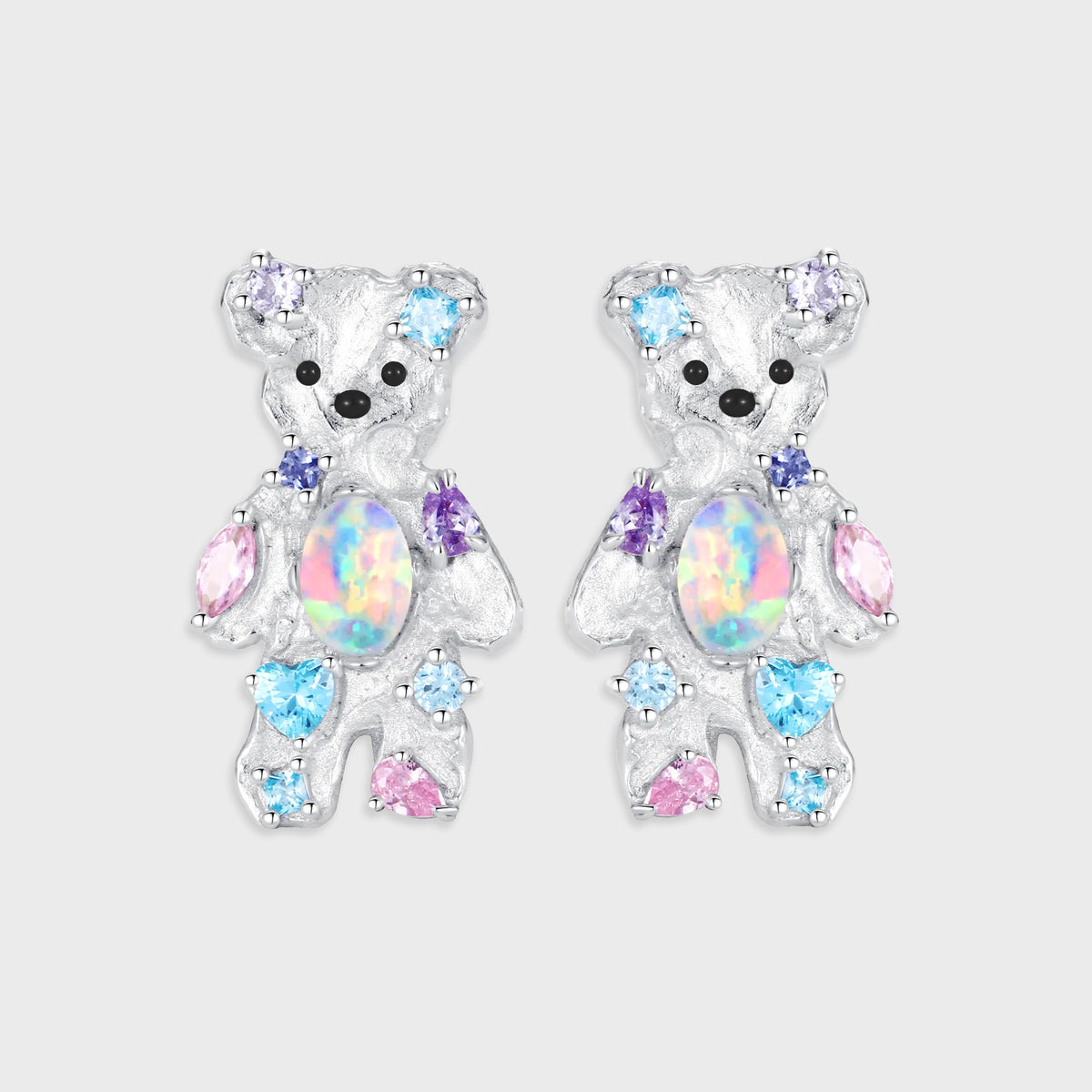 YVMIN Coin Gemstone Bear Earring - Multi Color