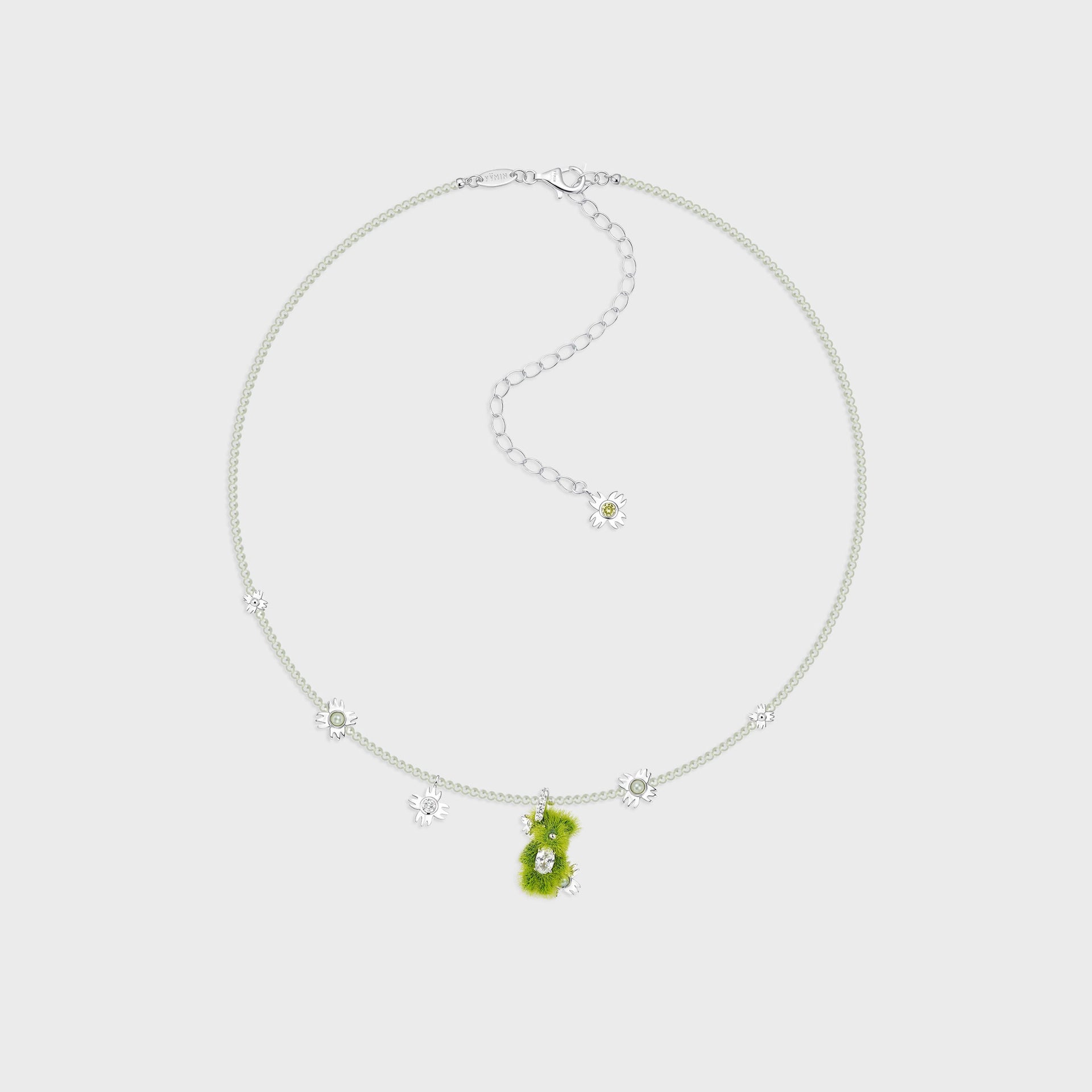 YVMIN Pearl Garden Flocked Mini Grass Bear Pendant - Green